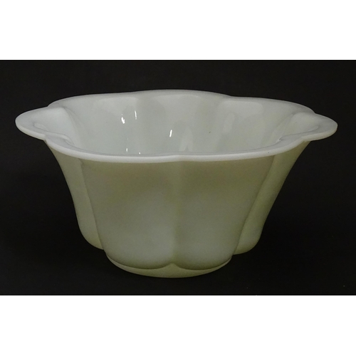 339 - A Chinese Peking glass bowl of lobed flower form. Approx. 10 1/4