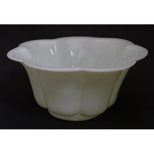 339 - A Chinese Peking glass bowl of lobed flower form. Approx. 10 1/4