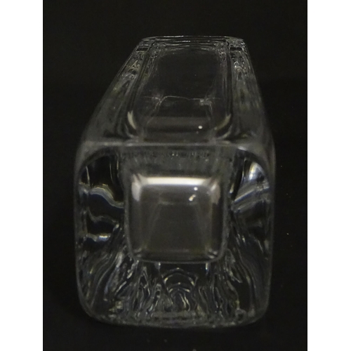 340 - A Swedish Orrefors glass vase of squared form. Signed under. Approx. 9