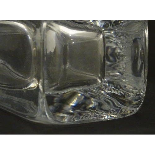 340 - A Swedish Orrefors glass vase of squared form. Signed under. Approx. 9