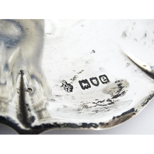 346 - A Victorian cut glass inkwell on silver stand and with silver mounts and lid. Hallmarked London 1900... 