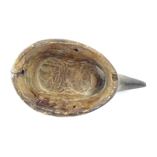 1180 - Ethnographic / Native / Tribal : An African bird mask with polychrome detail. Approx. 13 1/2