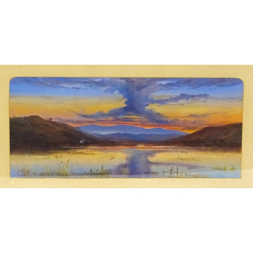 1743 - Late 19th / early 20th century, Watercolour and gouache, A loch landscape at sunset with ducks in fl... 
