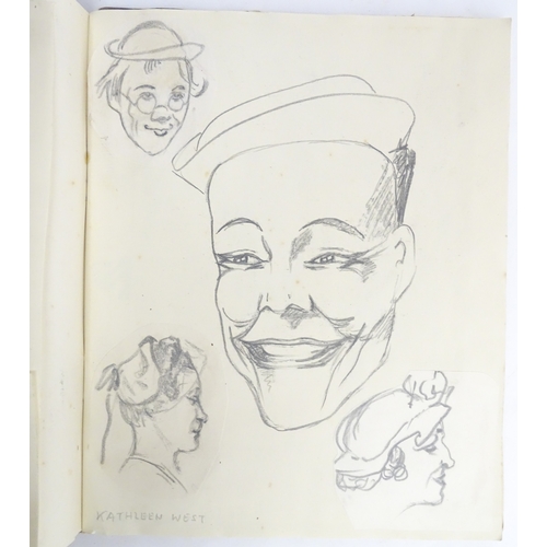 1863 - A 20thC artist's album of watercolours, pencil, ink and pastel drawings by Ivy Theresa Attwell (1898... 