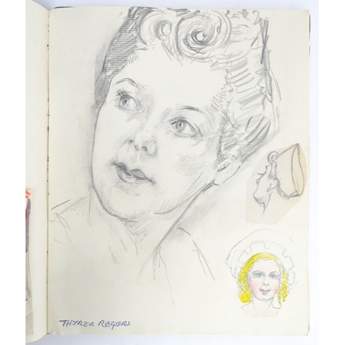 1863 - A 20thC artist's album of watercolours, pencil, ink and pastel drawings by Ivy Theresa Attwell (1898... 