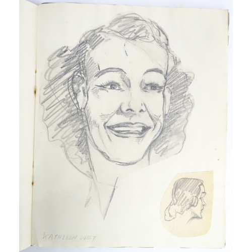 1863 - A 20thC artist's album of watercolours, pencil, ink and pastel drawings by Ivy Theresa Attwell (1898... 