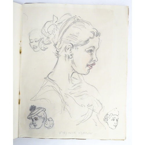 1863 - A 20thC artist's album of watercolours, pencil, ink and pastel drawings by Ivy Theresa Attwell (1898... 