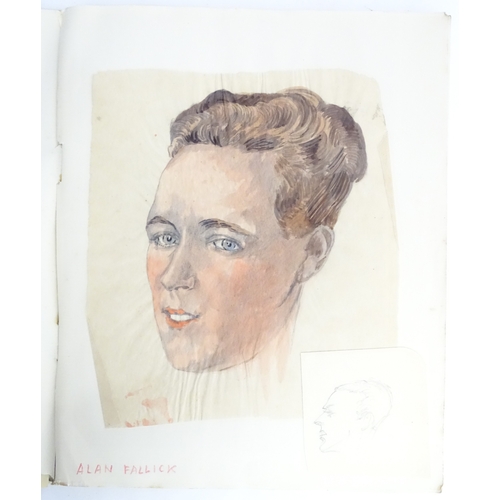 1863 - A 20thC artist's album of watercolours, pencil, ink and pastel drawings by Ivy Theresa Attwell (1898... 