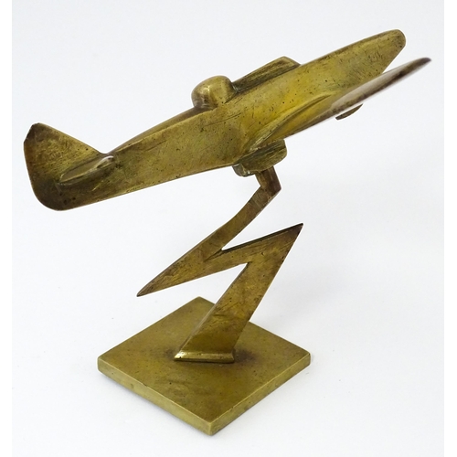 1189 - Militaria : a brass Trenchart desk model aeroplane formed as a Boulton Paul Defiant interceptor. Sup... 