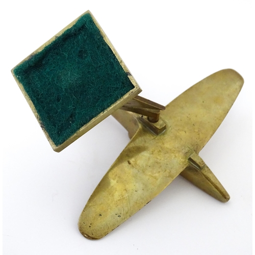 1189 - Militaria : a brass Trenchart desk model aeroplane formed as a Boulton Paul Defiant interceptor. Sup... 