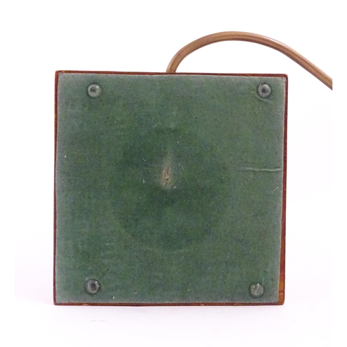 1395 - A Chinese blue and white table lamp of squared form with landscape decoration. Approx. 20