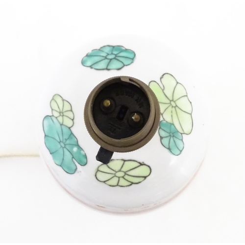 1401 - A Chinese table lamp decorated with lotus flowers and birds, with dragon and flaming pearl border. A... 