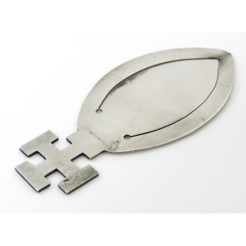 350 - A silver bookmark / page marker surmounted by a cross hallmarked Chester 1907, maker F J Ross & Sons... 