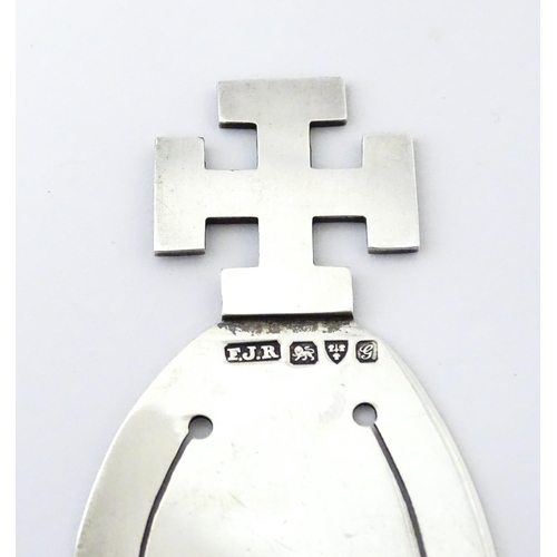350 - A silver bookmark / page marker surmounted by a cross hallmarked Chester 1907, maker F J Ross & Sons... 