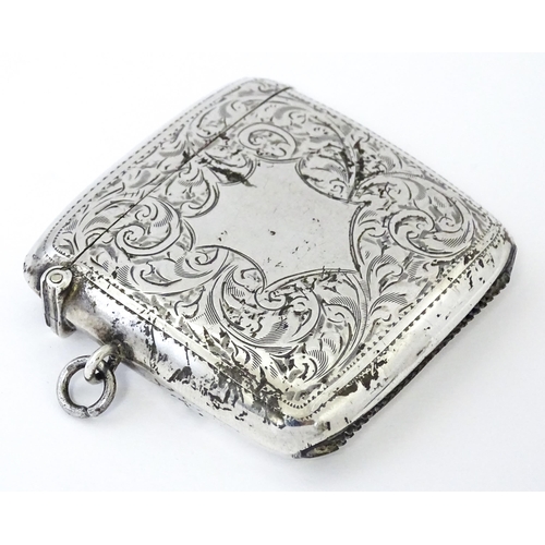 352 - A large silver vesta case with engraved acanthus scroll decoration, hallmarked Birmingham 1921, make... 