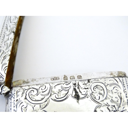 352 - A large silver vesta case with engraved acanthus scroll decoration, hallmarked Birmingham 1921, make... 
