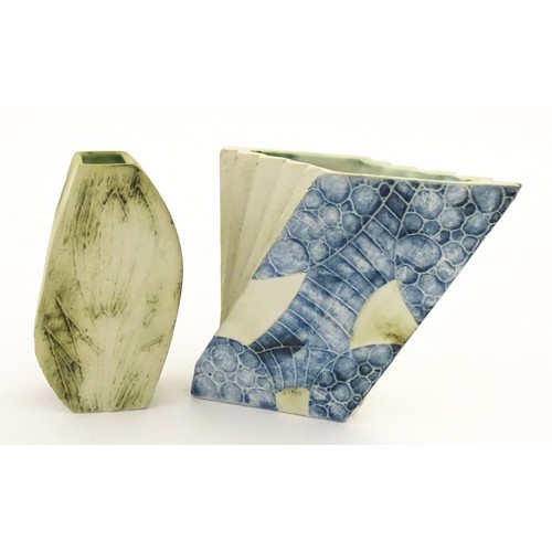 192 - Two Cornish studio pottery vases by Carn Pottery, to include one of shaped form. Marked under. Large... 