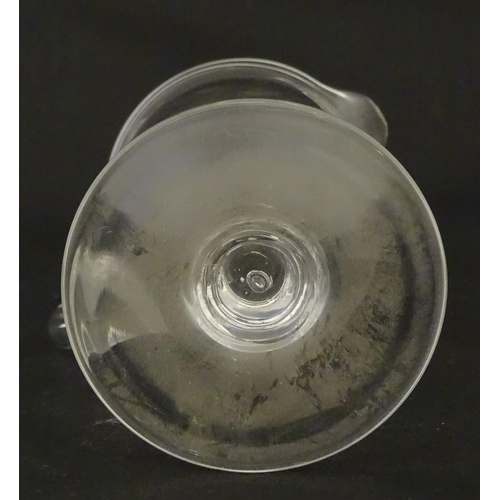 342 - A set of six 19thC drinking glasses. Together with a pedestal jug. Glasses approx. 4 3/4