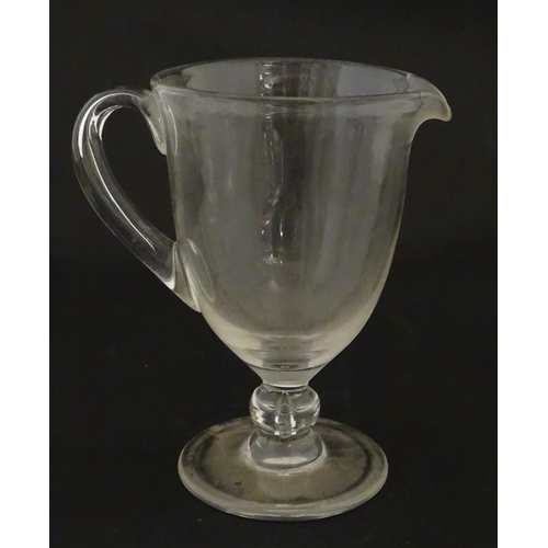 342 - A set of six 19thC drinking glasses. Together with a pedestal jug. Glasses approx. 4 3/4