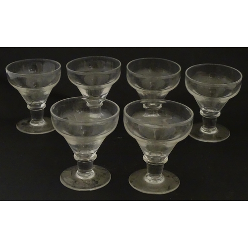 342 - A set of six 19thC drinking glasses. Together with a pedestal jug. Glasses approx. 4 3/4