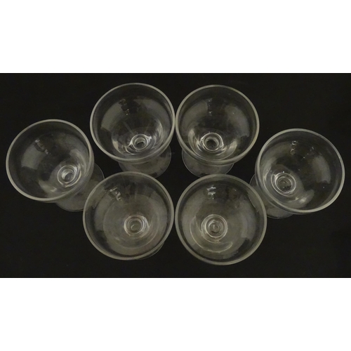 342 - A set of six 19thC drinking glasses. Together with a pedestal jug. Glasses approx. 4 3/4