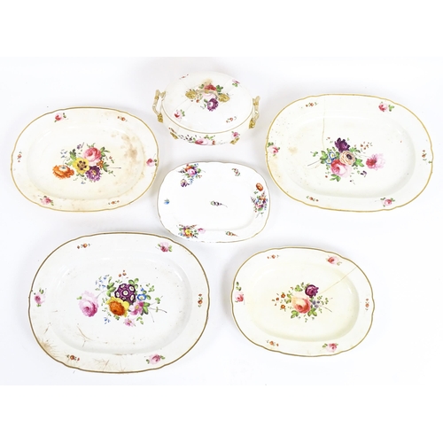 186 - A quantity of Bloor Derby wares to include serving dishes and tureen decorated with hand painted flo... 