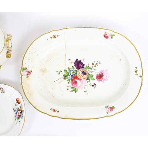 186 - A quantity of Bloor Derby wares to include serving dishes and tureen decorated with hand painted flo... 