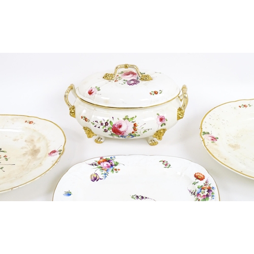 186 - A quantity of Bloor Derby wares to include serving dishes and tureen decorated with hand painted flo... 