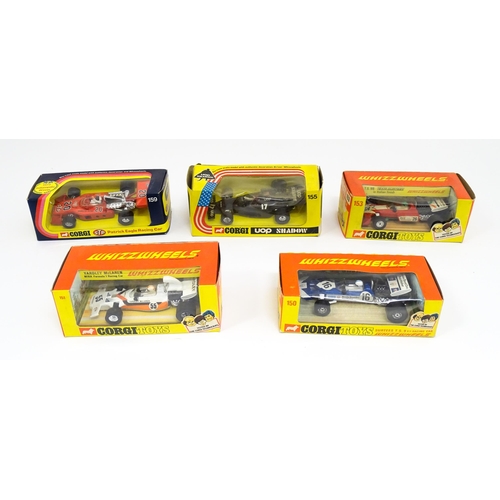 1294 - Toys: Five Corgi Toys die cast scale model Whizz Wheely racing cars comprising Surtees T. S. 9 F/1 R... 