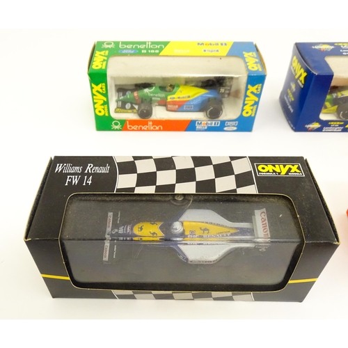 1297 - Toys: A quantity of Onyx scale model Formula 1 racing cars to include Williams Renault FW 14, Willia... 