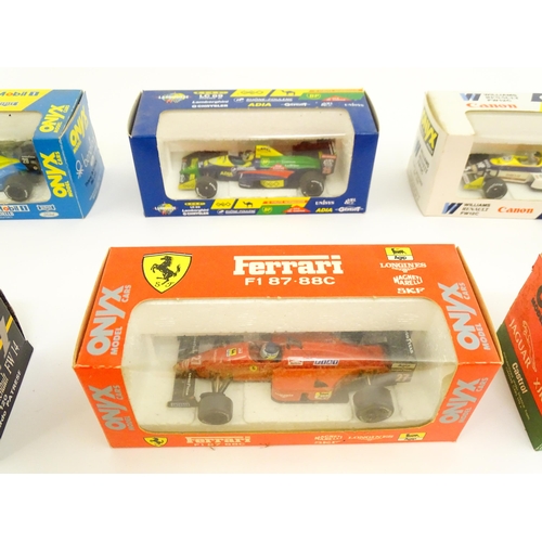 1297 - Toys: A quantity of Onyx scale model Formula 1 racing cars to include Williams Renault FW 14, Willia... 