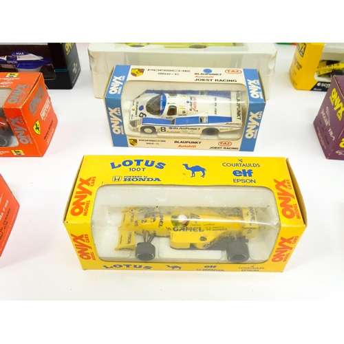 1297 - Toys: A quantity of Onyx scale model Formula 1 racing cars to include Williams Renault FW 14, Willia... 