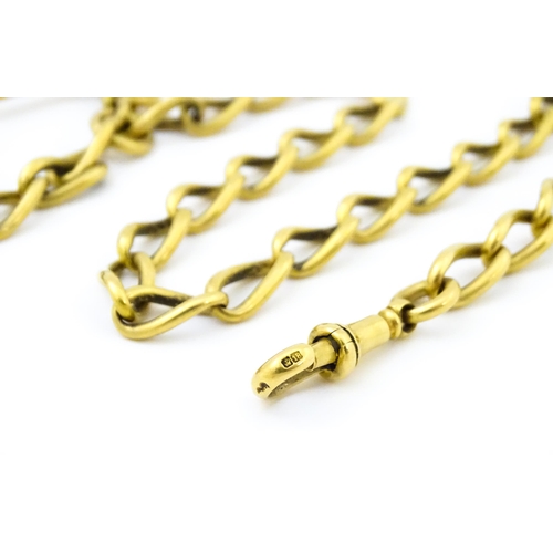 793 - An 18ct gold Albert watch chain with George II guinea coin formed fob. Chain approx. 15