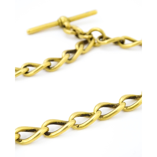 793 - An 18ct gold Albert watch chain with George II guinea coin formed fob. Chain approx. 15