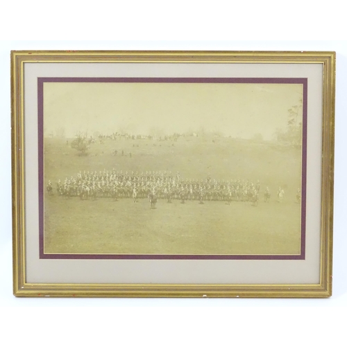2 - Militaria: a Victorian monochrome photograph depicting a parade formation of cavalry troops in parkl... 