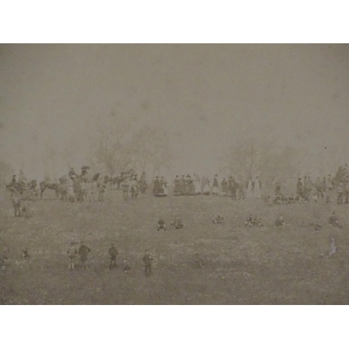 2 - Militaria: a Victorian monochrome photograph depicting a parade formation of cavalry troops in parkl... 