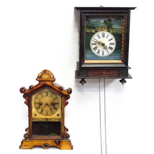 7 - A continental mantle clock with Roman chapter ring and striking on a gong. Together with a Continent... 