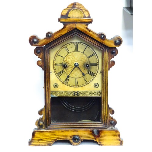 7 - A continental mantle clock with Roman chapter ring and striking on a gong. Together with a Continent... 