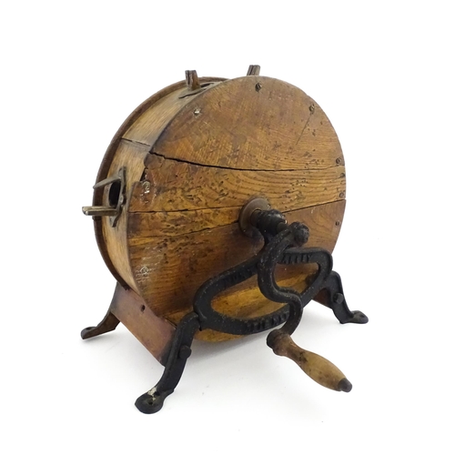 9 - A 19thC knife cleaner / sharpener, with oak case and cast iron supports stamped Murton & Varley. App... 