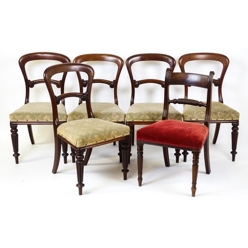 11 - A group of six 19thC mahogany dining chairs. 19