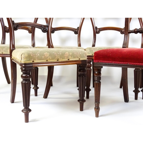 11 - A group of six 19thC mahogany dining chairs. 19