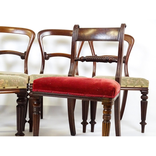 11 - A group of six 19thC mahogany dining chairs. 19