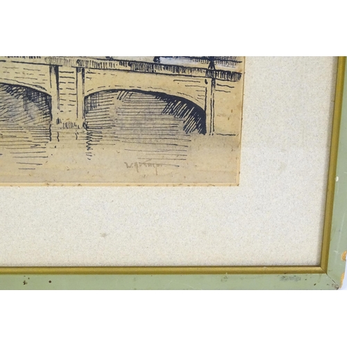 13 - Willem Anton Alexander Knip (1883-1967), Dutch School, Ink and watercolour, Magere / Skinny Bridge, ... 