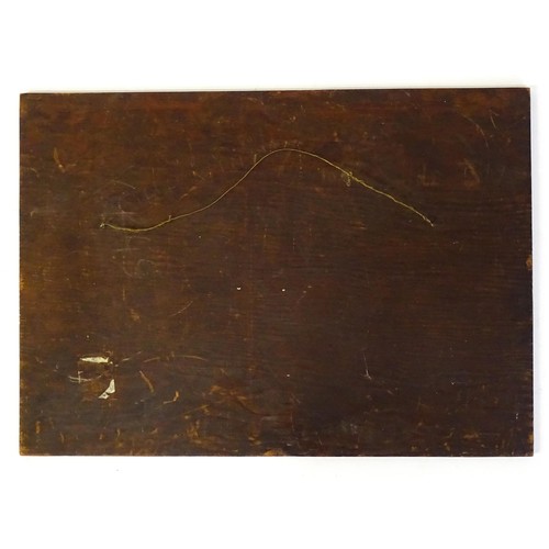 16 - A 20thC marquetry panel with inlaid rose and flower decoration. Approx. 15 3/4