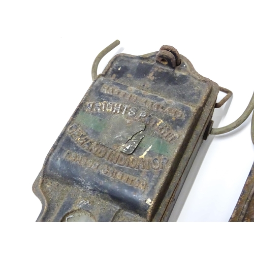 17 - Two 1920s Wright's Patent electrical demand indicator boxes (industrial consumption meters.) Each ap... 