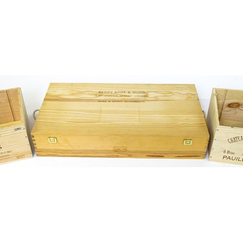 18 - Three wooden wine boxes / crates. The largest approx. 27