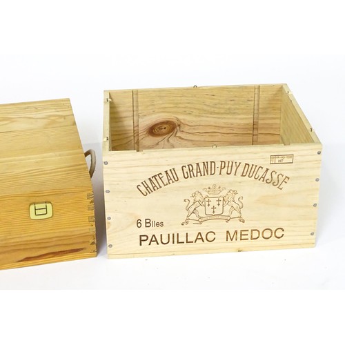 18 - Three wooden wine boxes / crates. The largest approx. 27