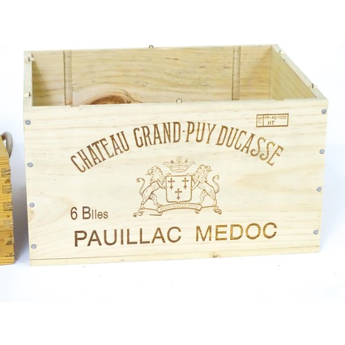 18 - Three wooden wine boxes / crates. The largest approx. 27