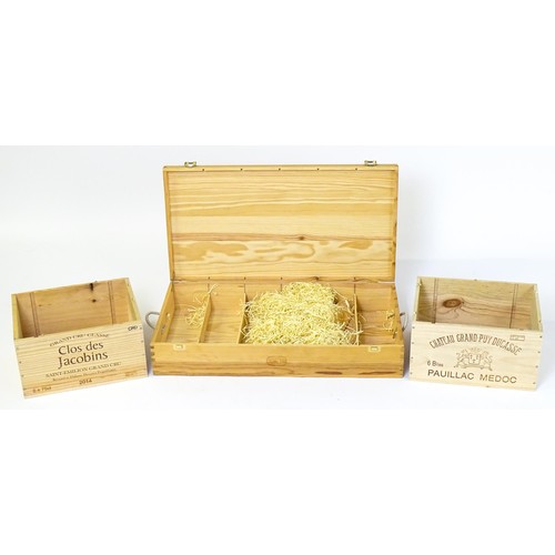 18 - Three wooden wine boxes / crates. The largest approx. 27