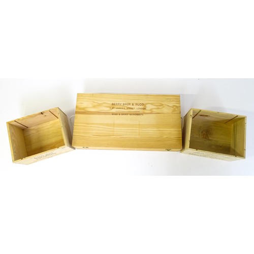 18 - Three wooden wine boxes / crates. The largest approx. 27